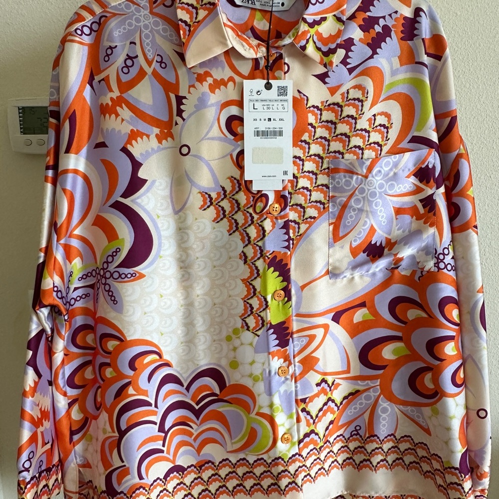 NWT Zara Printed Top( L )  ➕Shorts ( XL ) Retro look Set - Picture 11 of 16